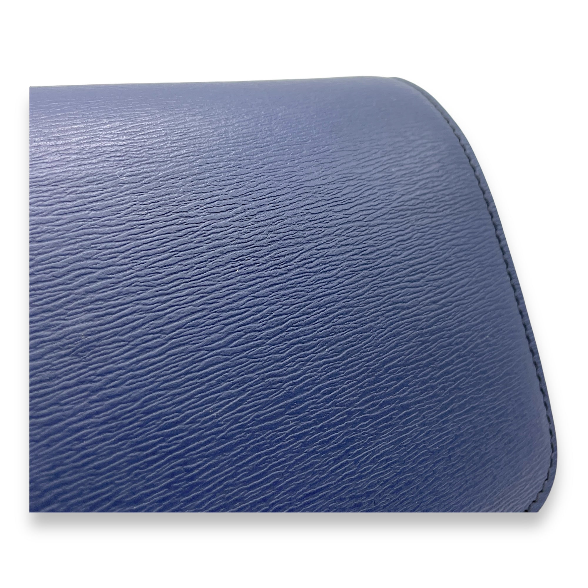 Box Medium Blue Crossbody Bag in Calfskin, Gold hardware - Image 10