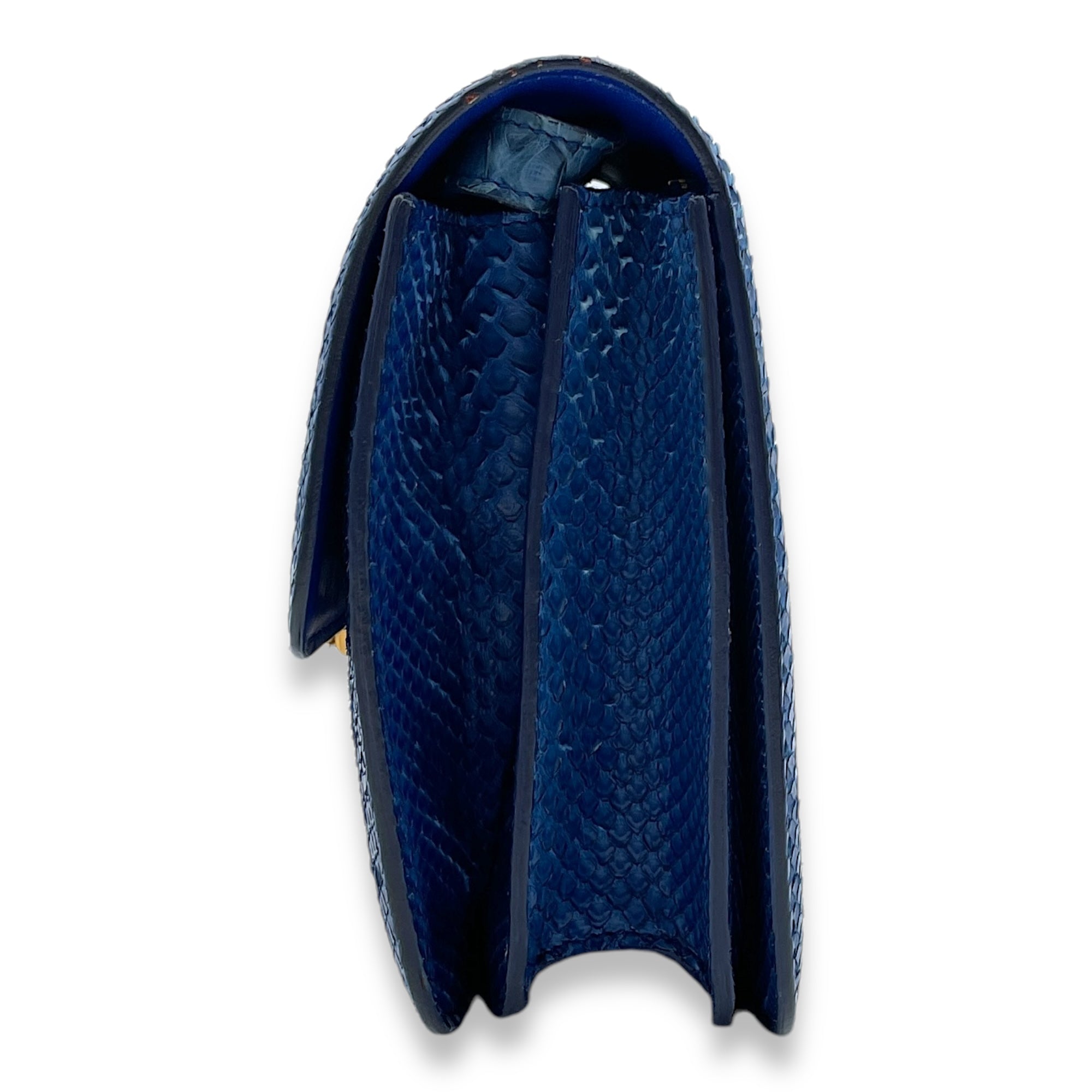 Box Medium Cobalt Shoulder Bag in Python Leather, Gold hardware - Image 4