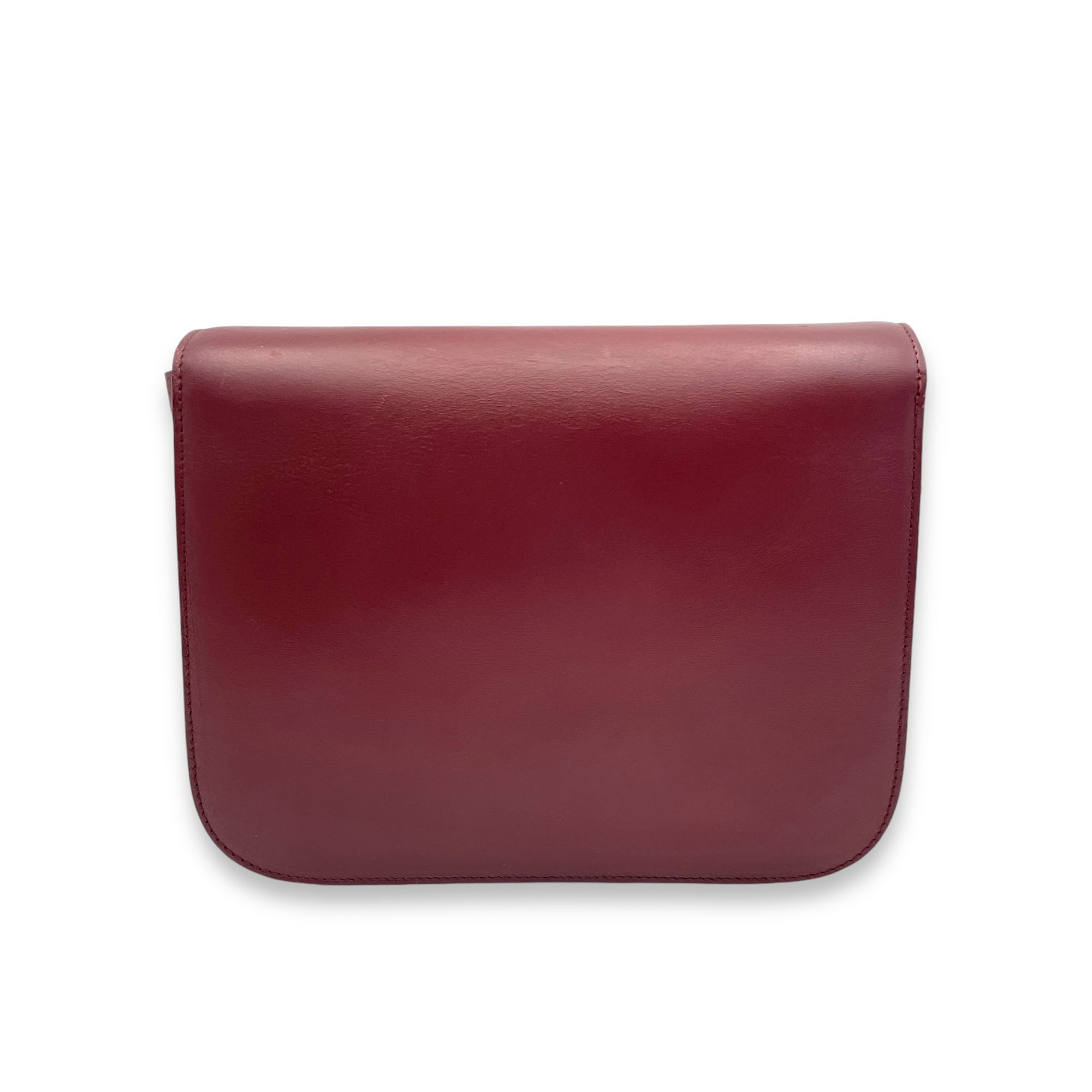 Box Medium Maroon Shoulder Bag in Calfskin, Gold hardware - Image 3