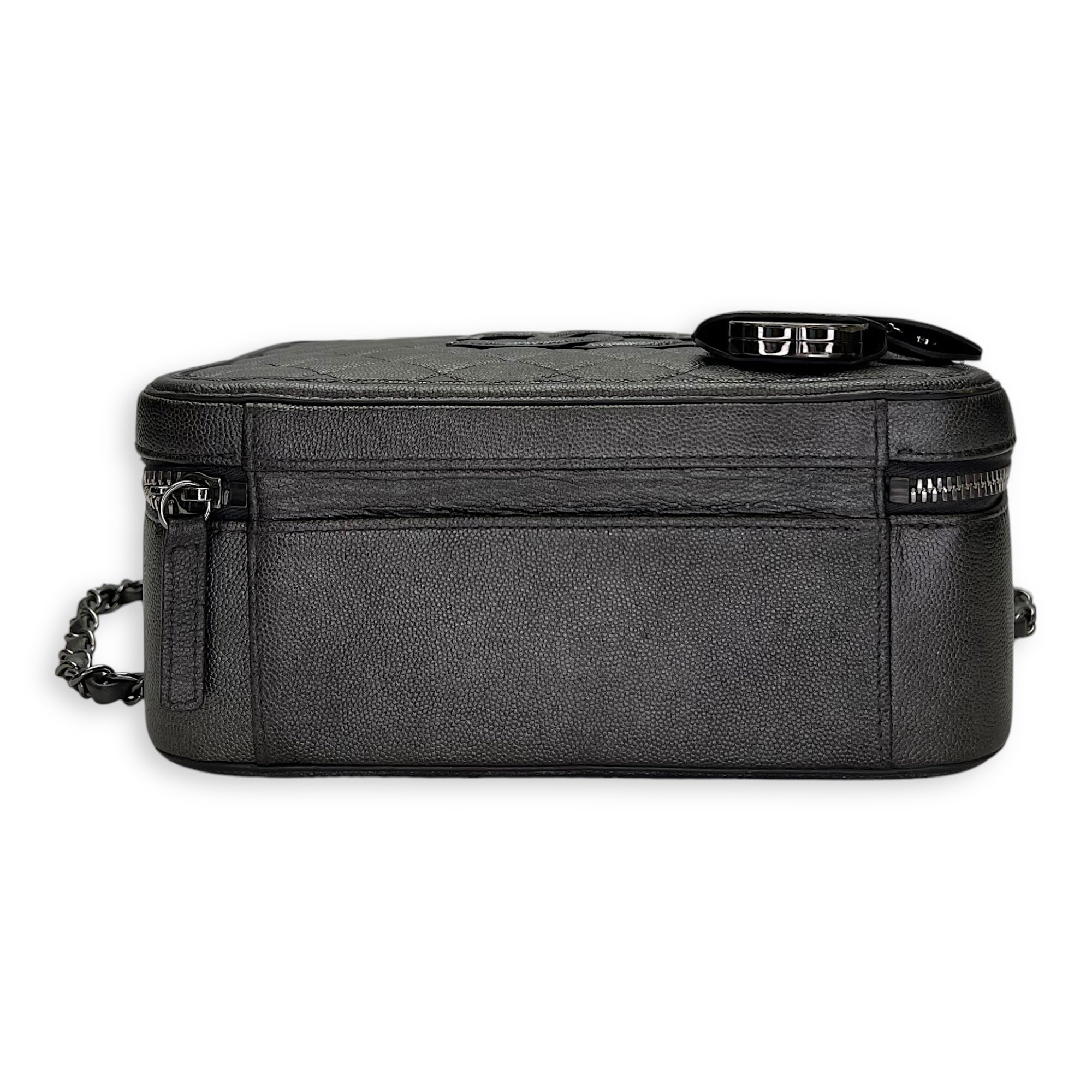 CC Filigree Large Silver Top Handle Bag in Caviar Leather, Silver hardware - Image 6