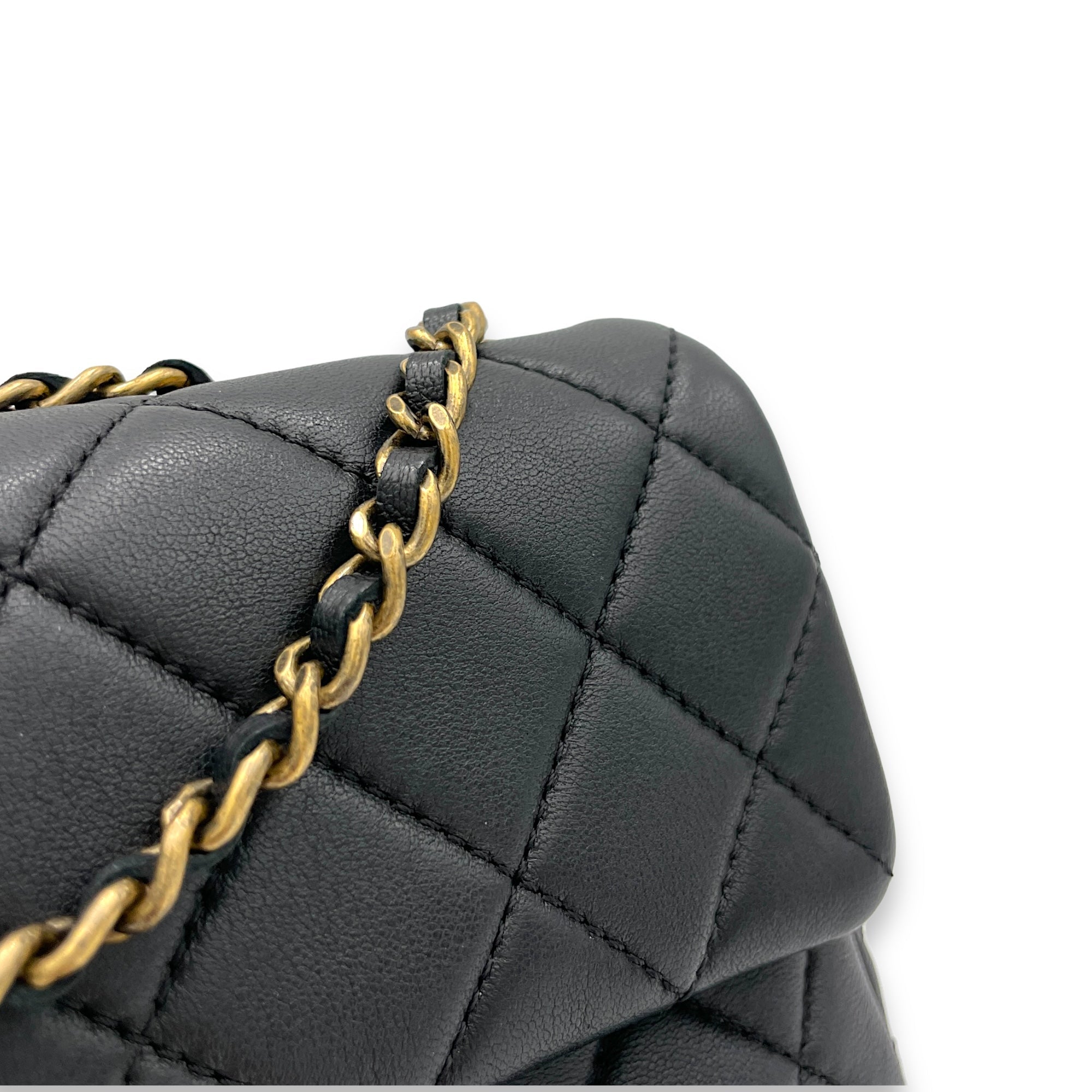 Classic Black Crossbody Bag in Lambskin, Gold hardware - Image 10