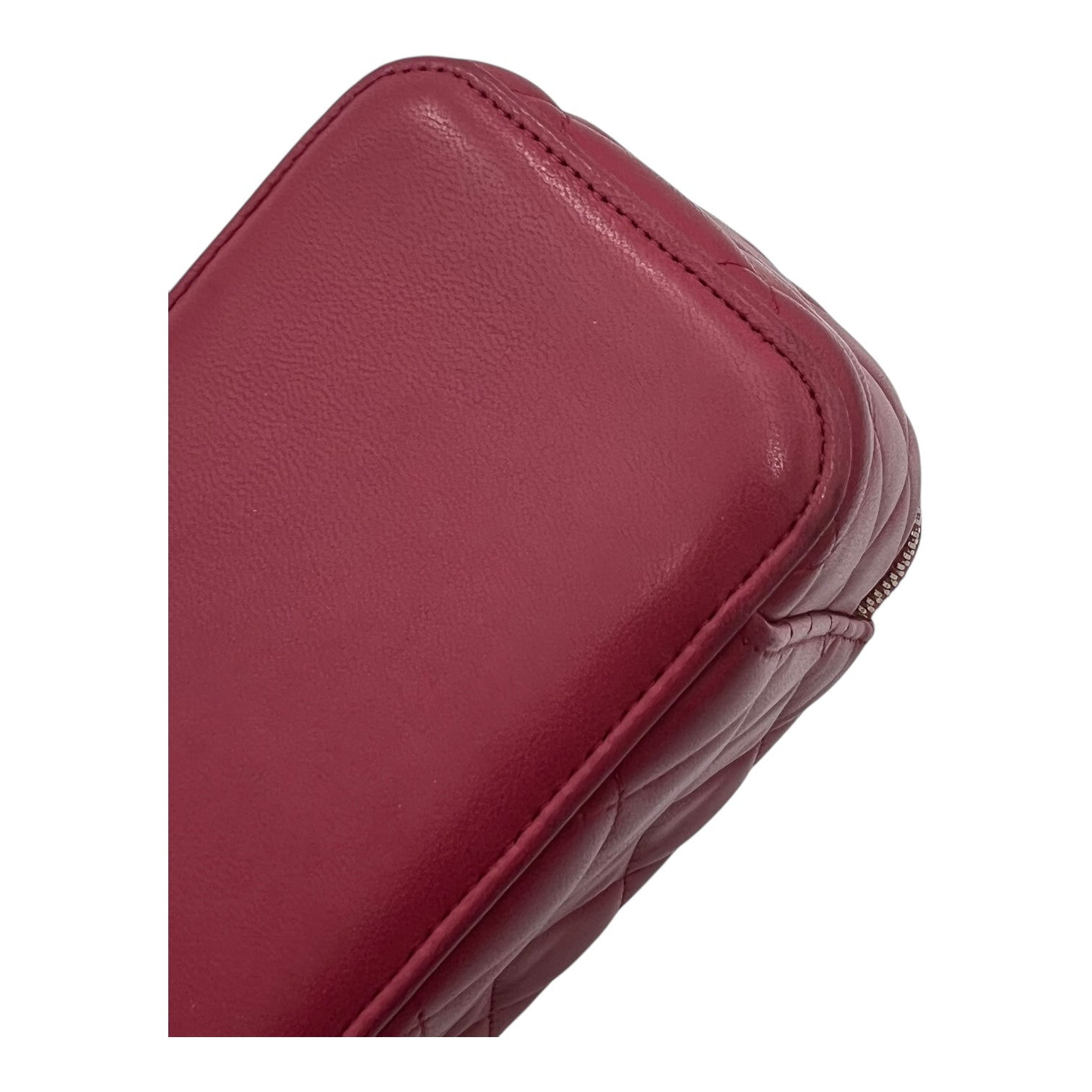 Classic Vanity Small Red Top Handle Bag in Lambskin, Gold hardware - Image 9