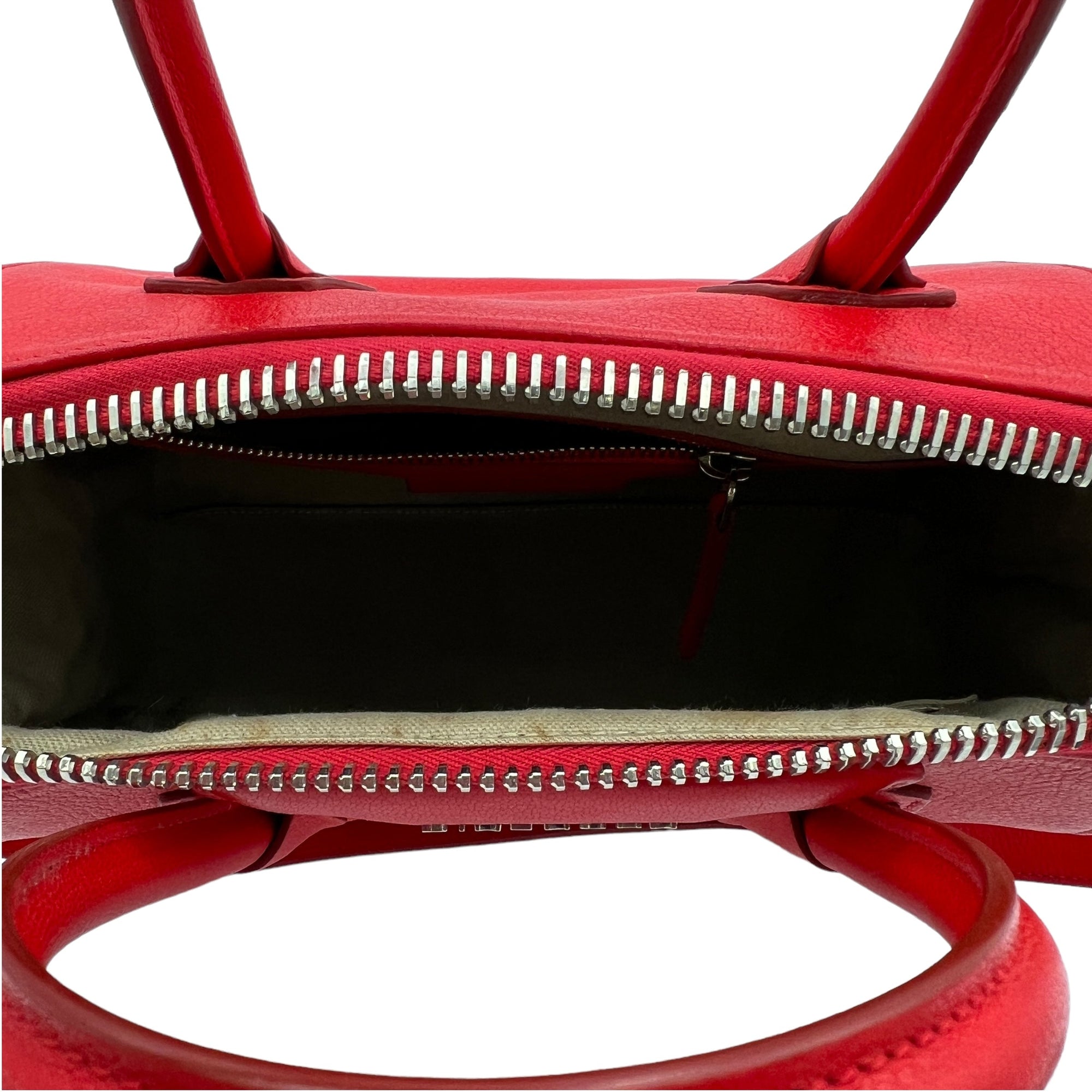 Antigona Small Red Top Handle Bag in Goat Leather, Silver hardware - Image 11