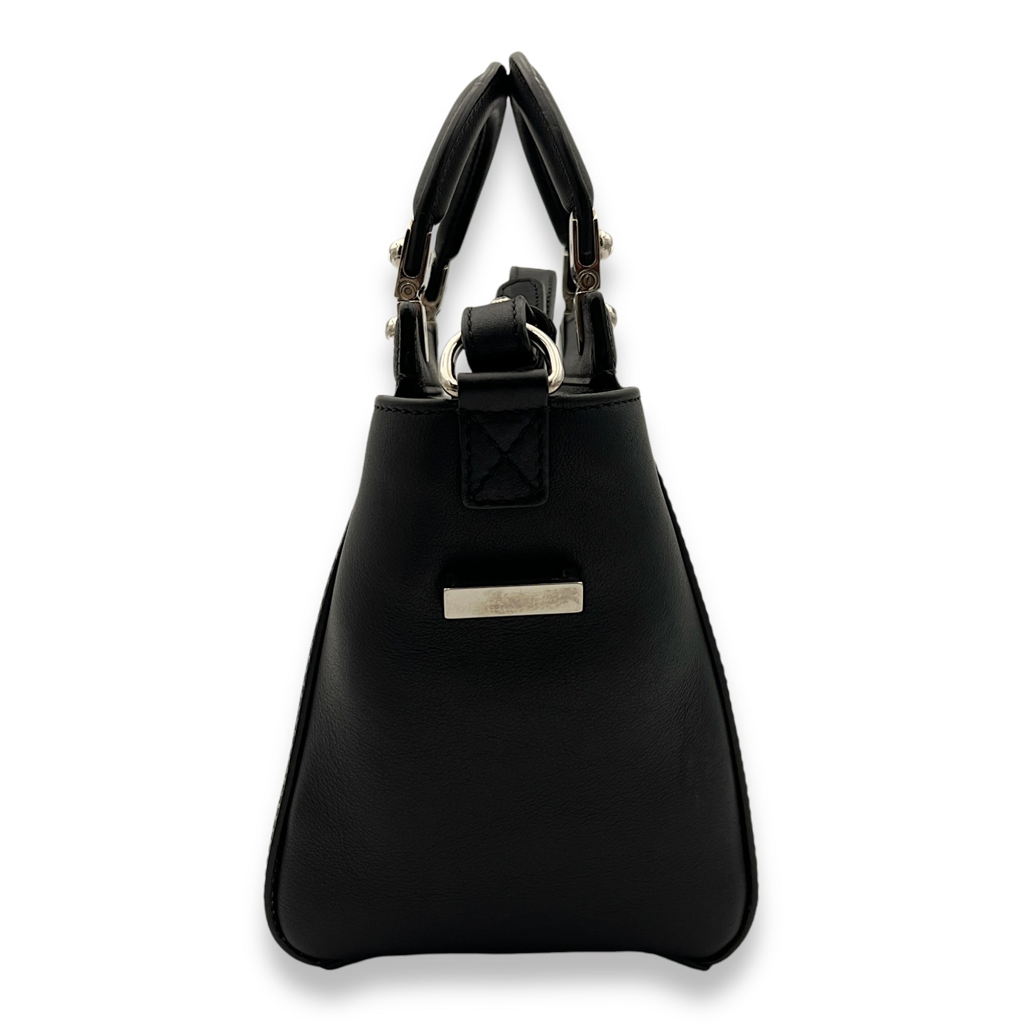 HDG Mini Black Top Handle Bag in Lizard Embossed Calfskin, Silver hardware - Image 5