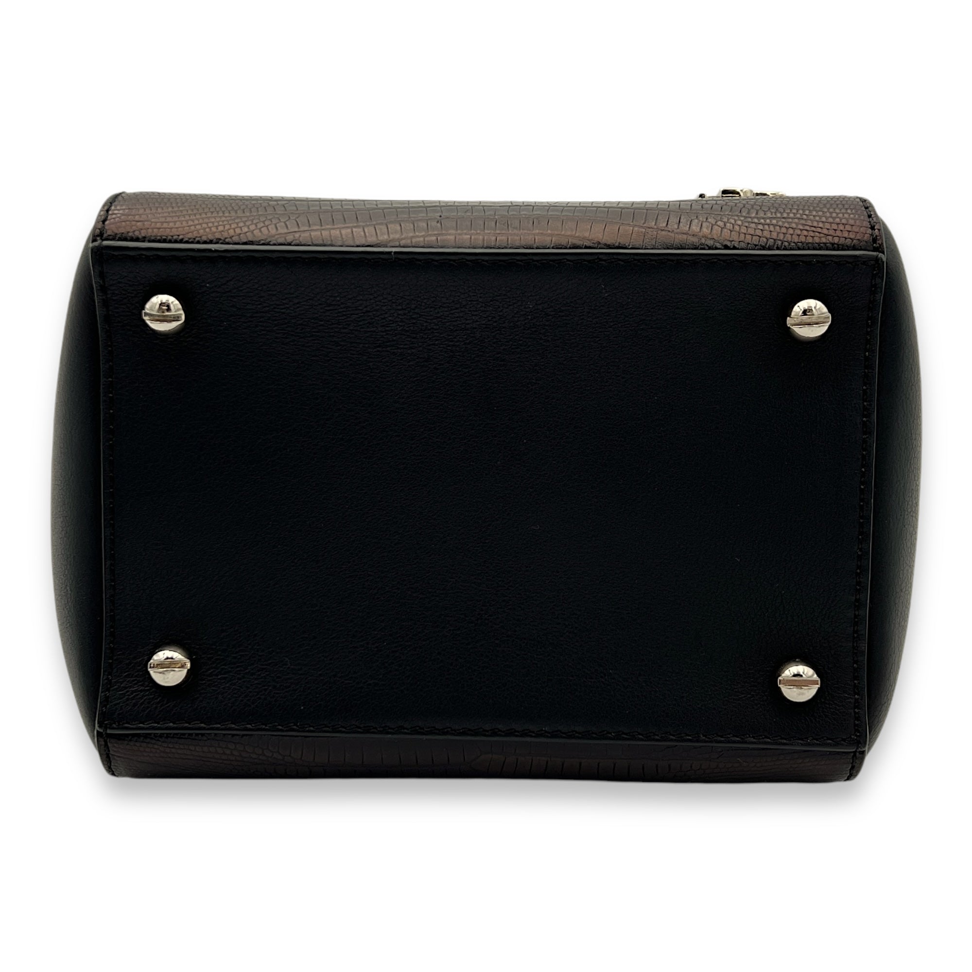 HDG Mini Black Top Handle Bag in Lizard Embossed Calfskin, Silver hardware - Image 6