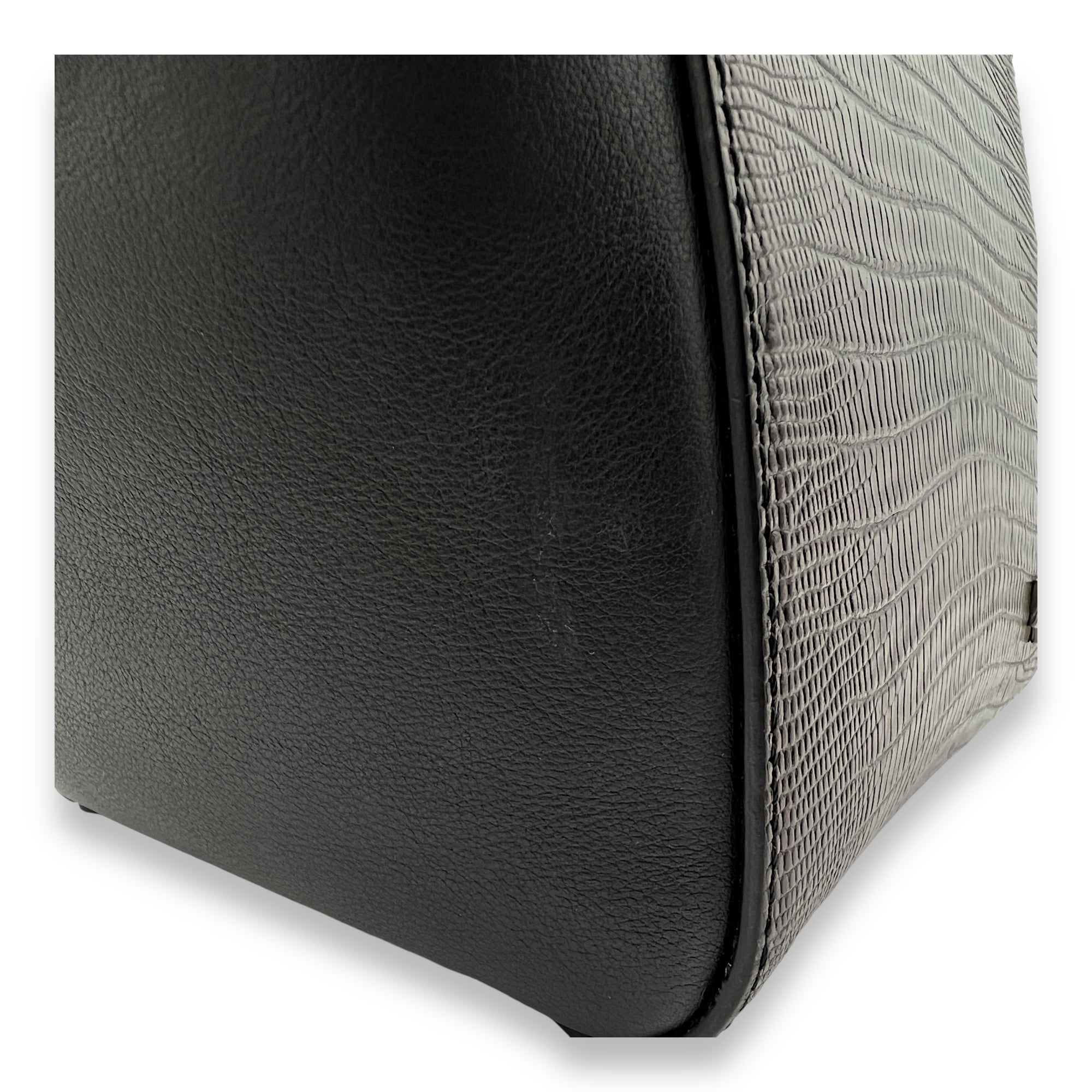 HDG Mini Black Top Handle Bag in Lizard Embossed Calfskin, Silver hardware - Image 9