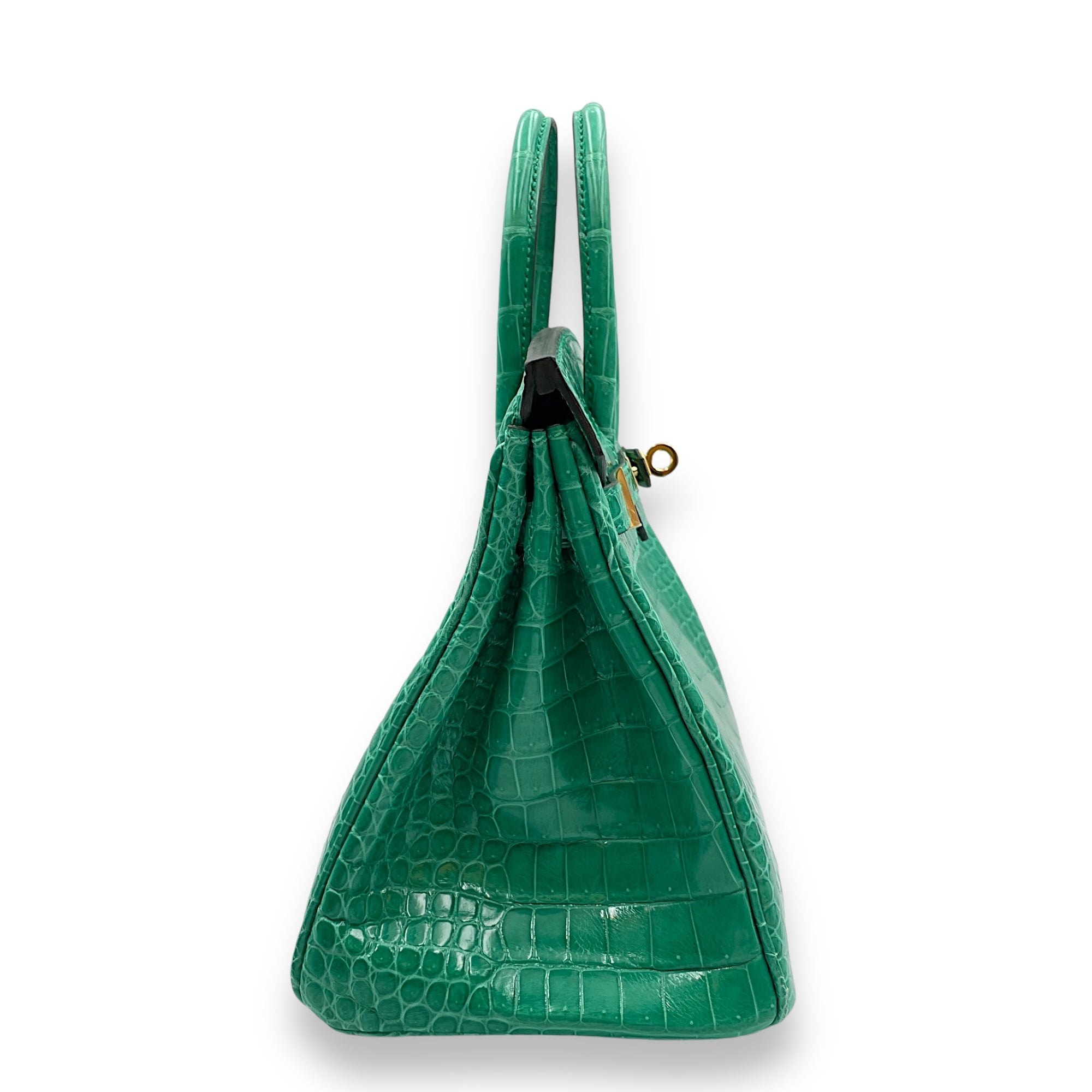 Birkin 25 Vert Jade in Shiny Porosus, Gold hardware - Image 4