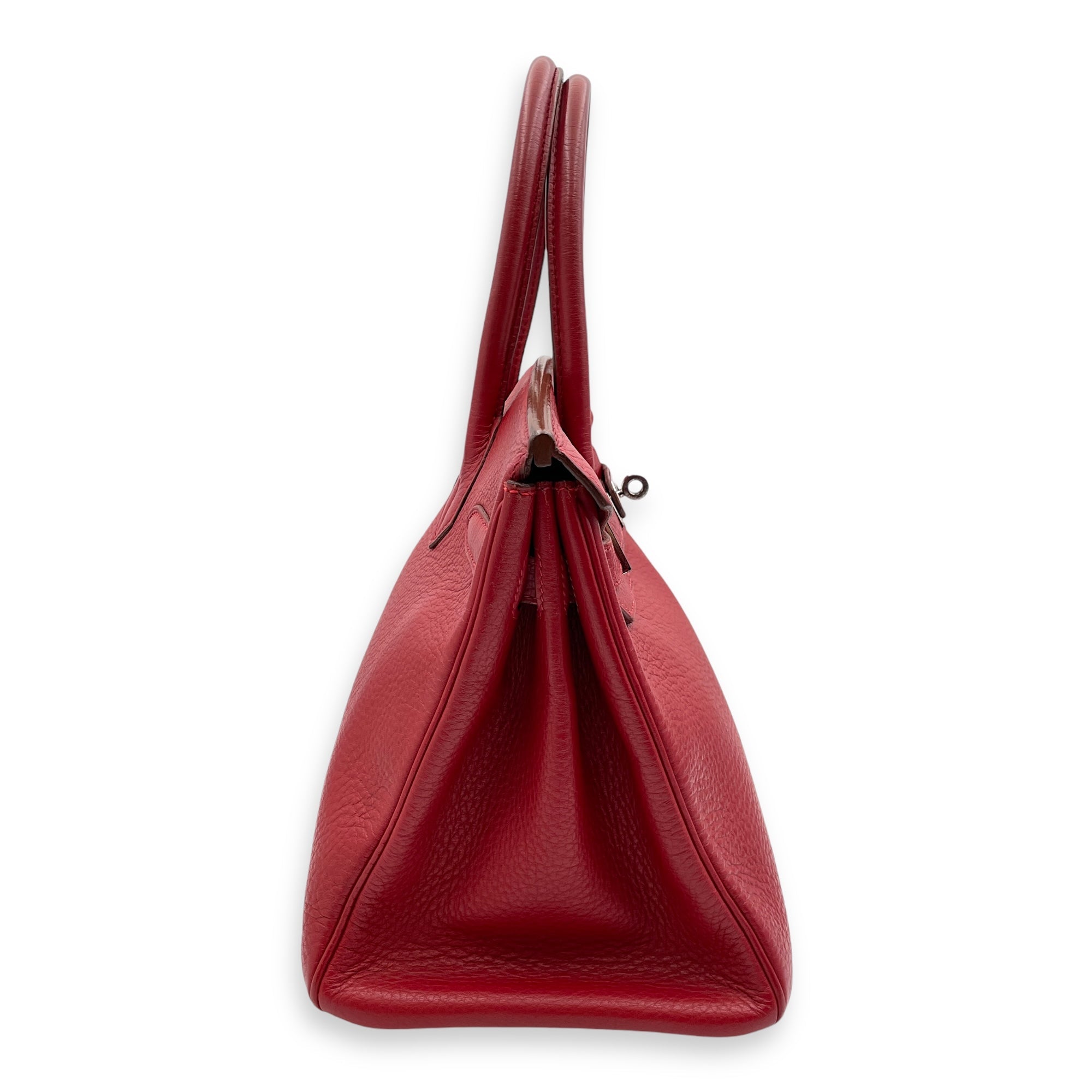 Birkin 30 Rouge Vif in Clemence, Silver hardware - Image 4