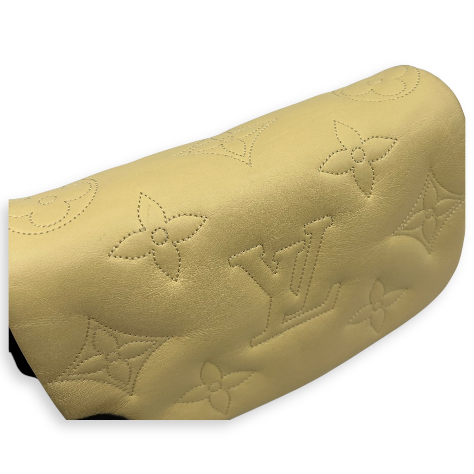 Bubblegram Wallet on Strap Yellow Crossbody Bag in Lambskin, Gold hardware - Image 18