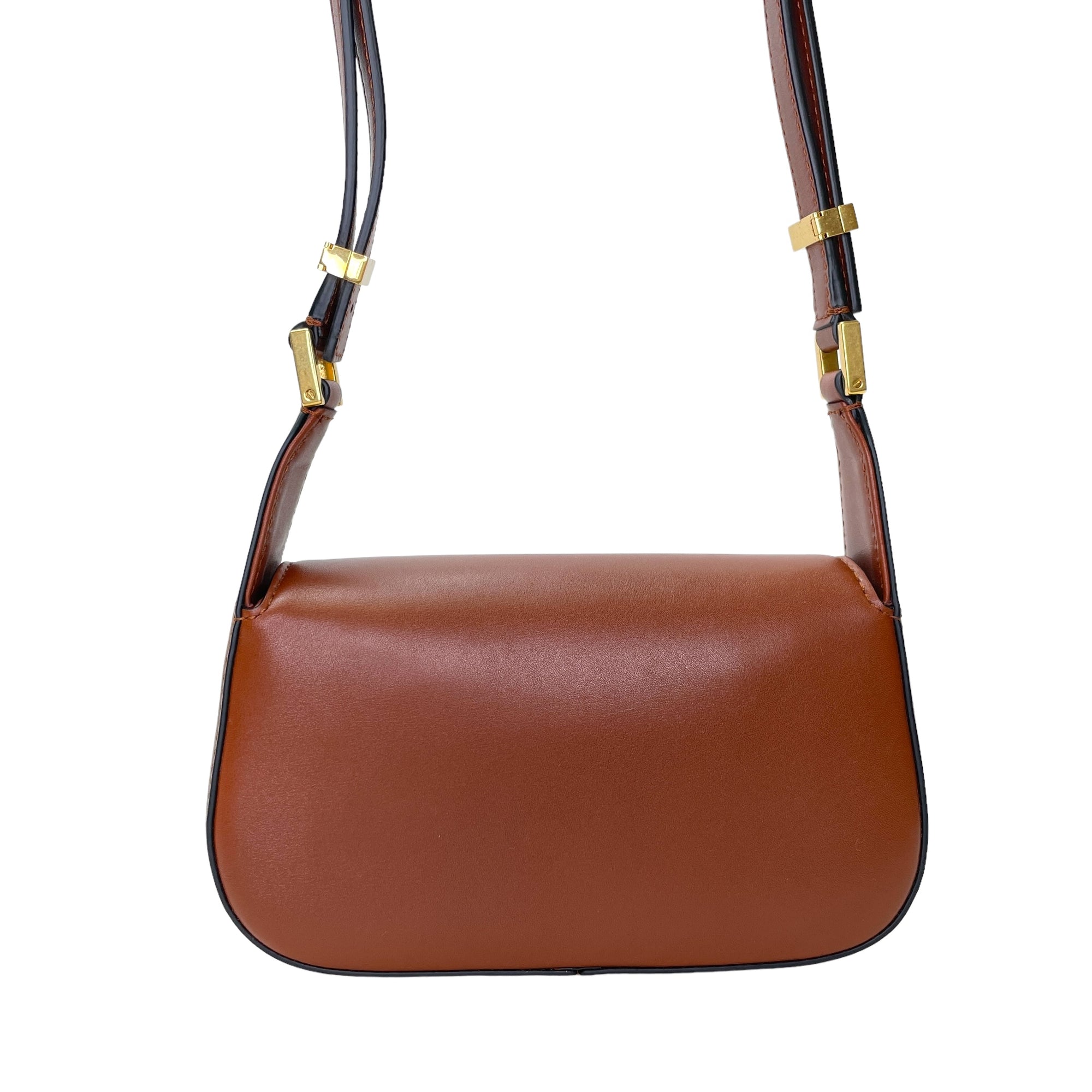 VLogo Chain Small Brown Shoulder Bag in Calfskin, Gold hardware - Image 3