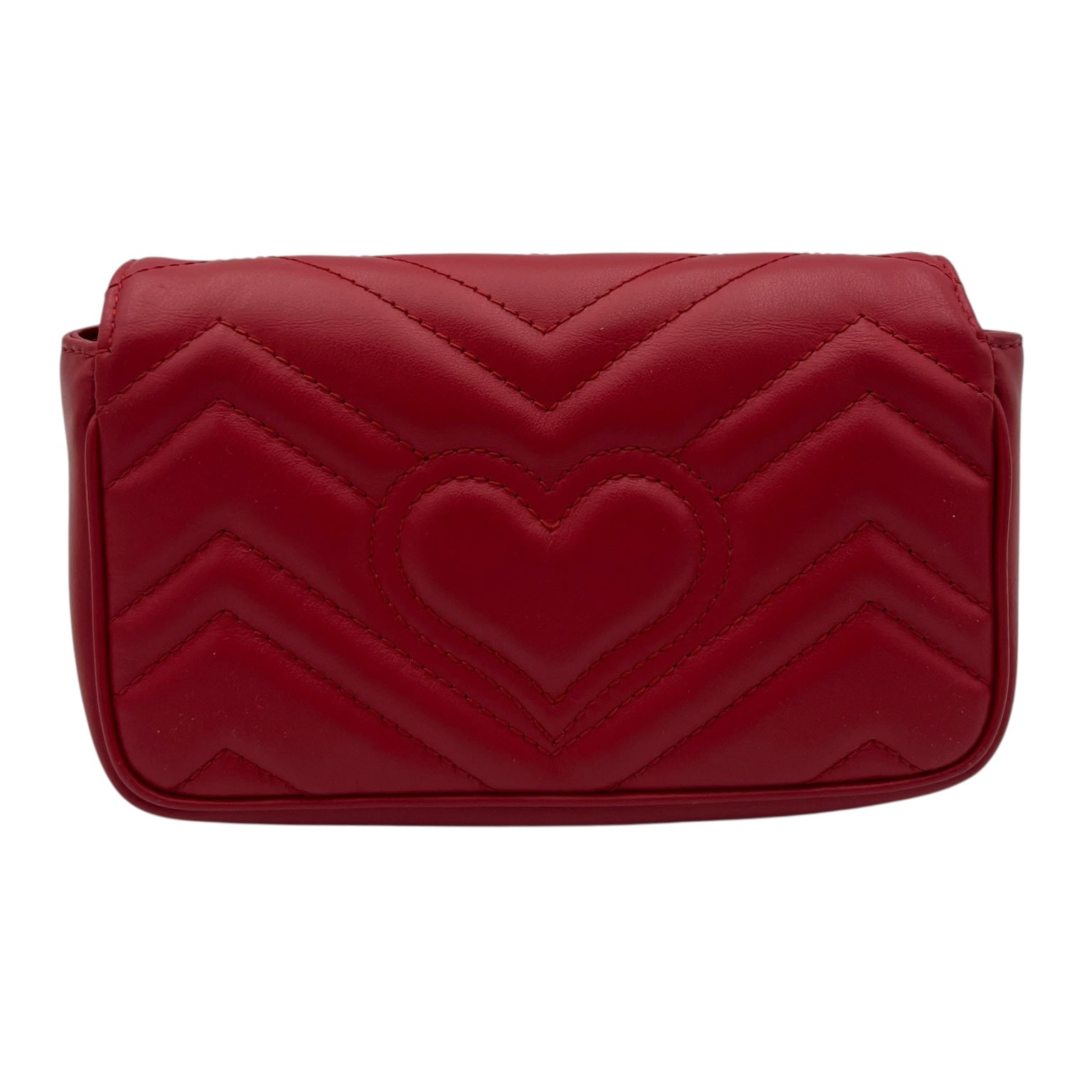 GG Marmont Crossbody Bag Super Mini Red in Calfskin, Gold hardware - Image 3