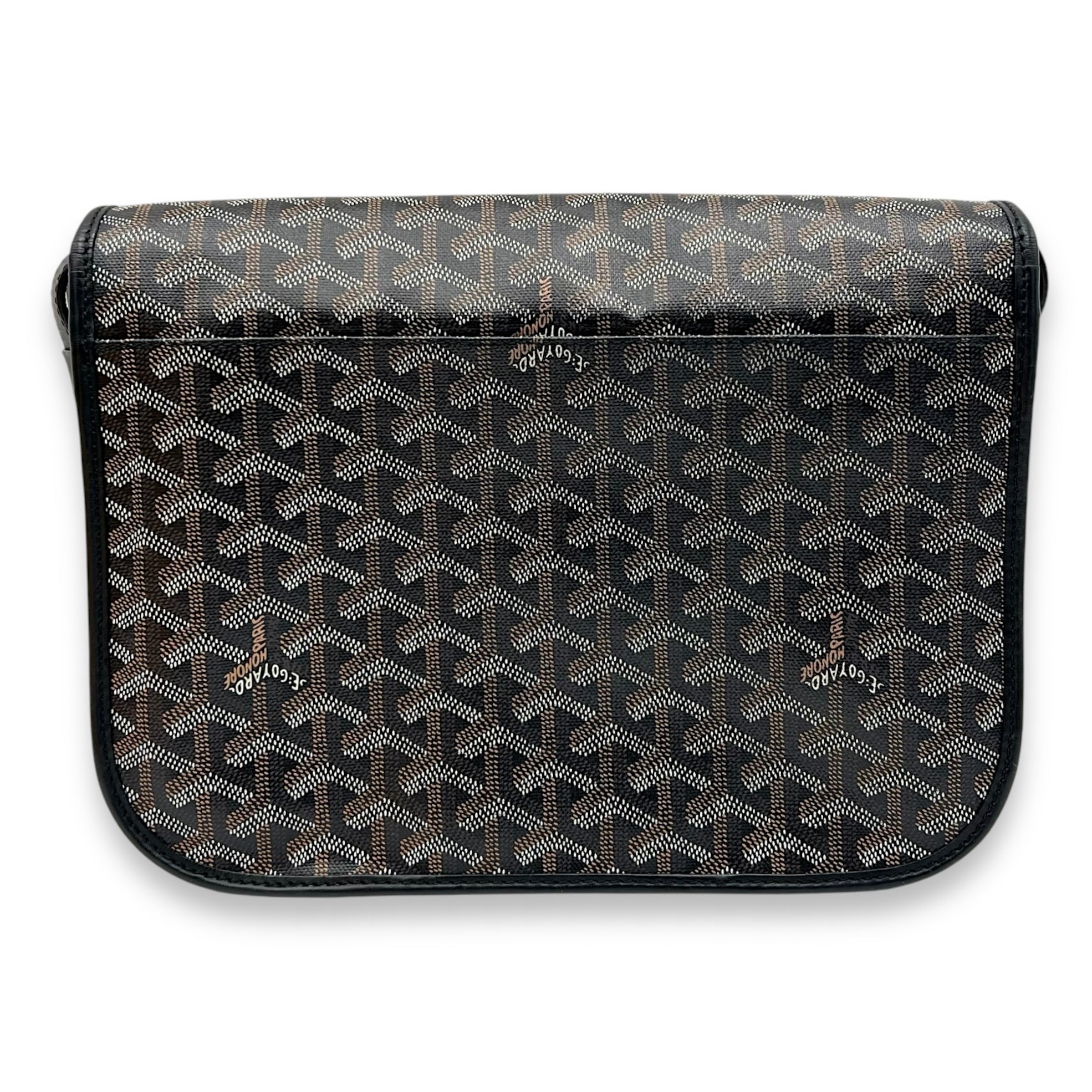 Belvedere Messenger MM Black in Coated Canvas, Silver hardware - Image 3