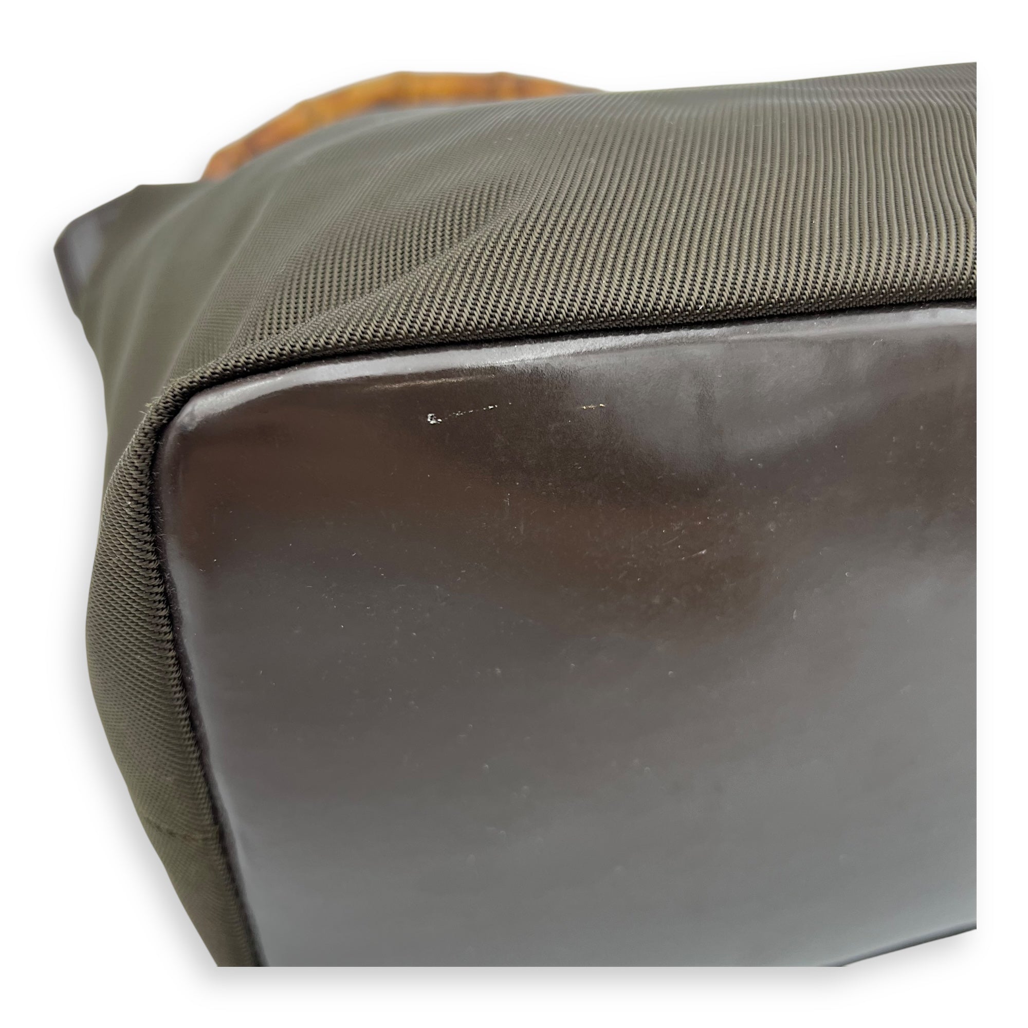 Bamboo Shoulder Bag Brown in Canvas, Silver hardware - Image 8