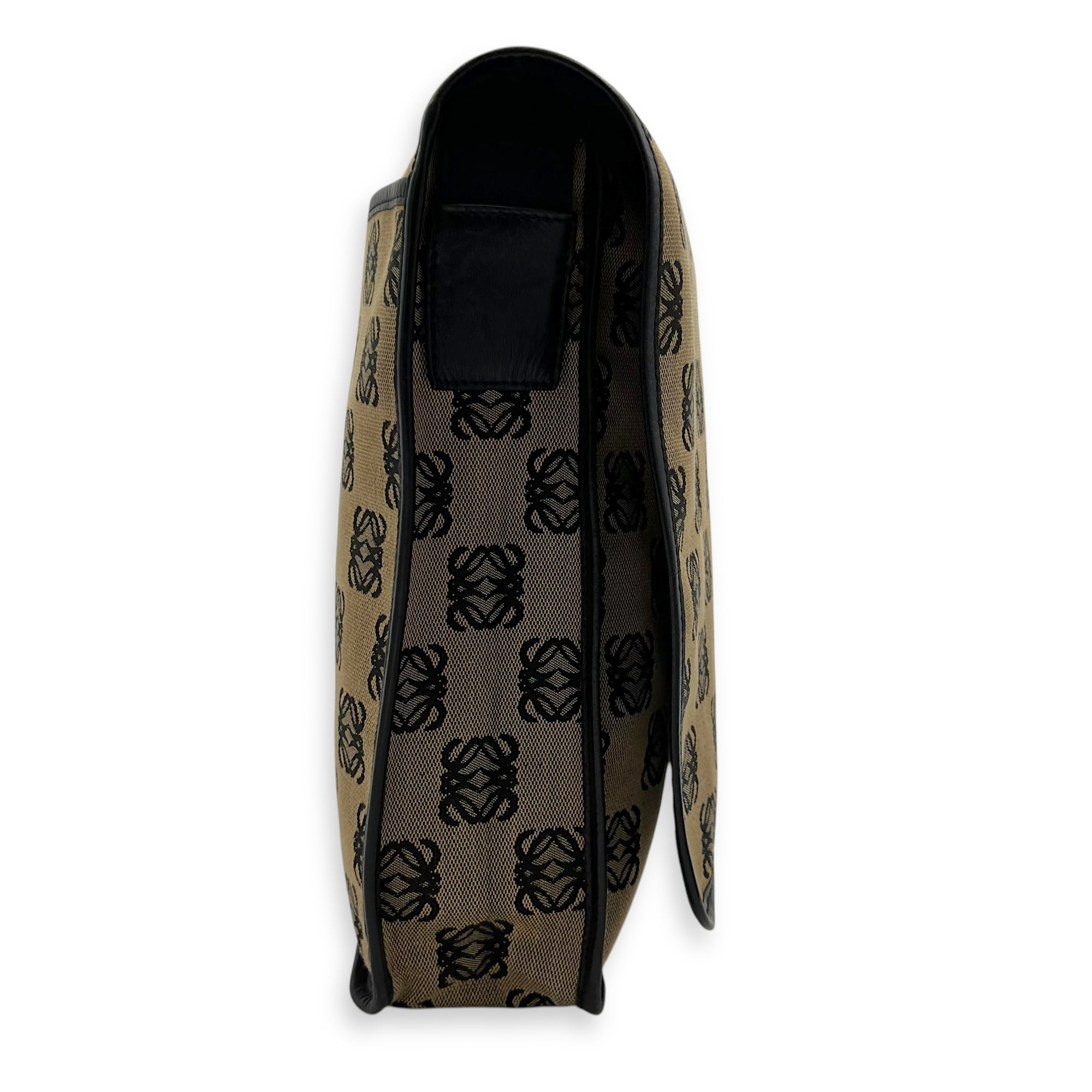 Anagram Crossbody Bag Brown in Jacquard, Silver hardware - Image 4