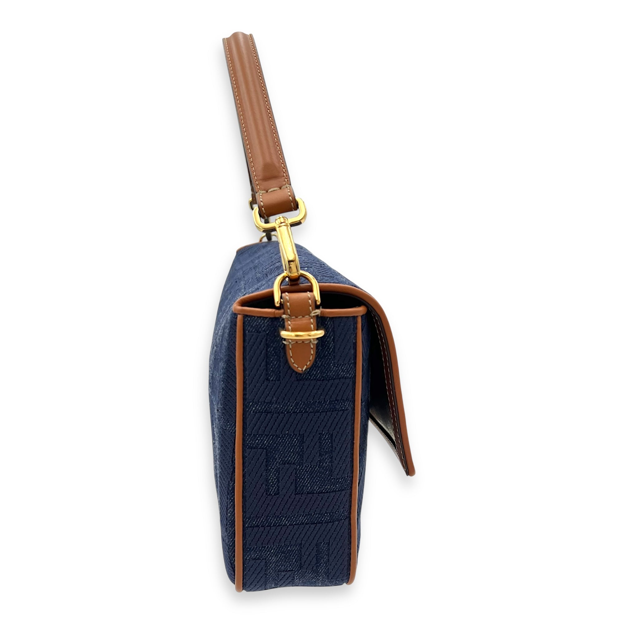 Baguette Shoulder Bag Blue in Denim, Gold hardware - Image 5