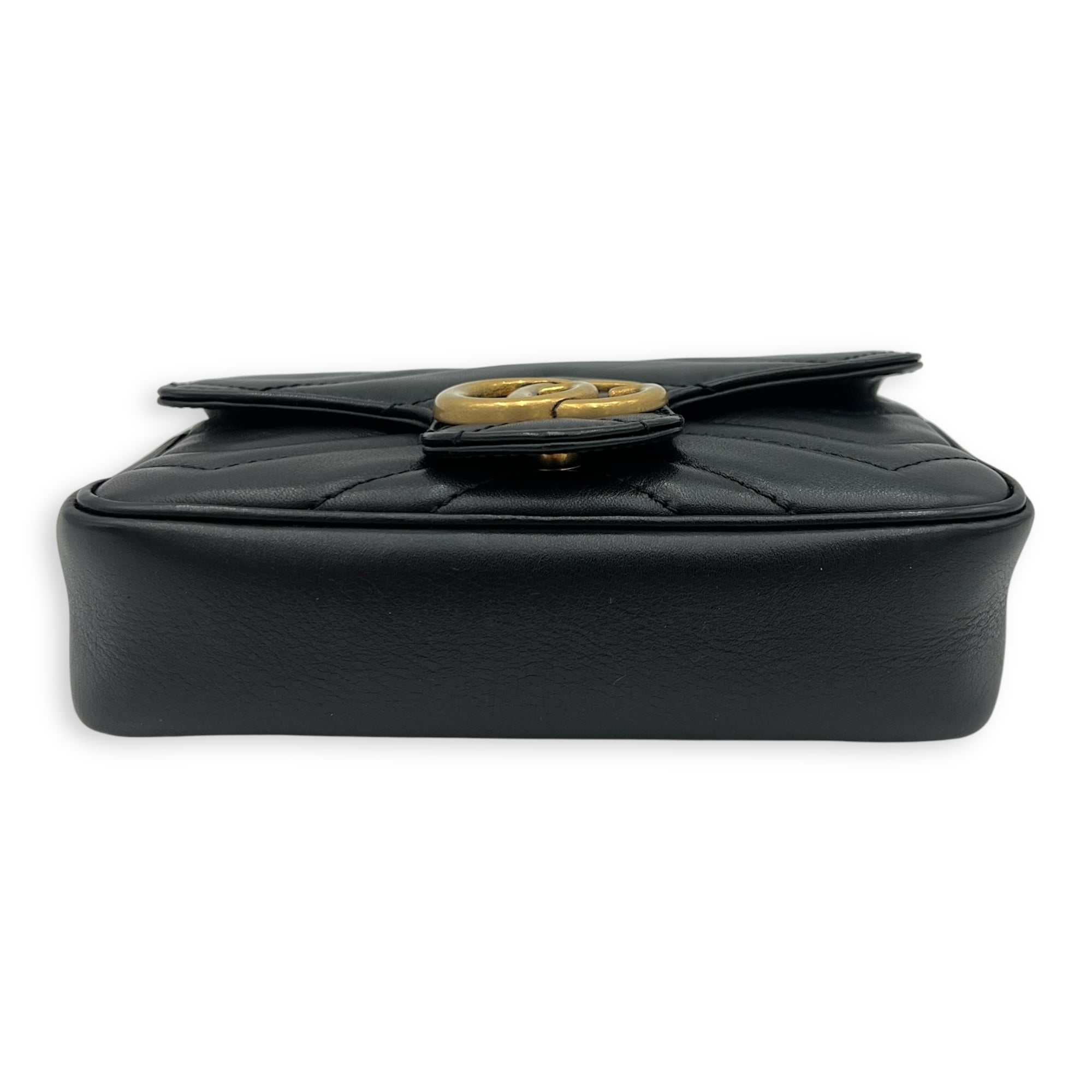 GG Marmont Crossbody Bag Black in Calfskin, Gold hardware - Image 6