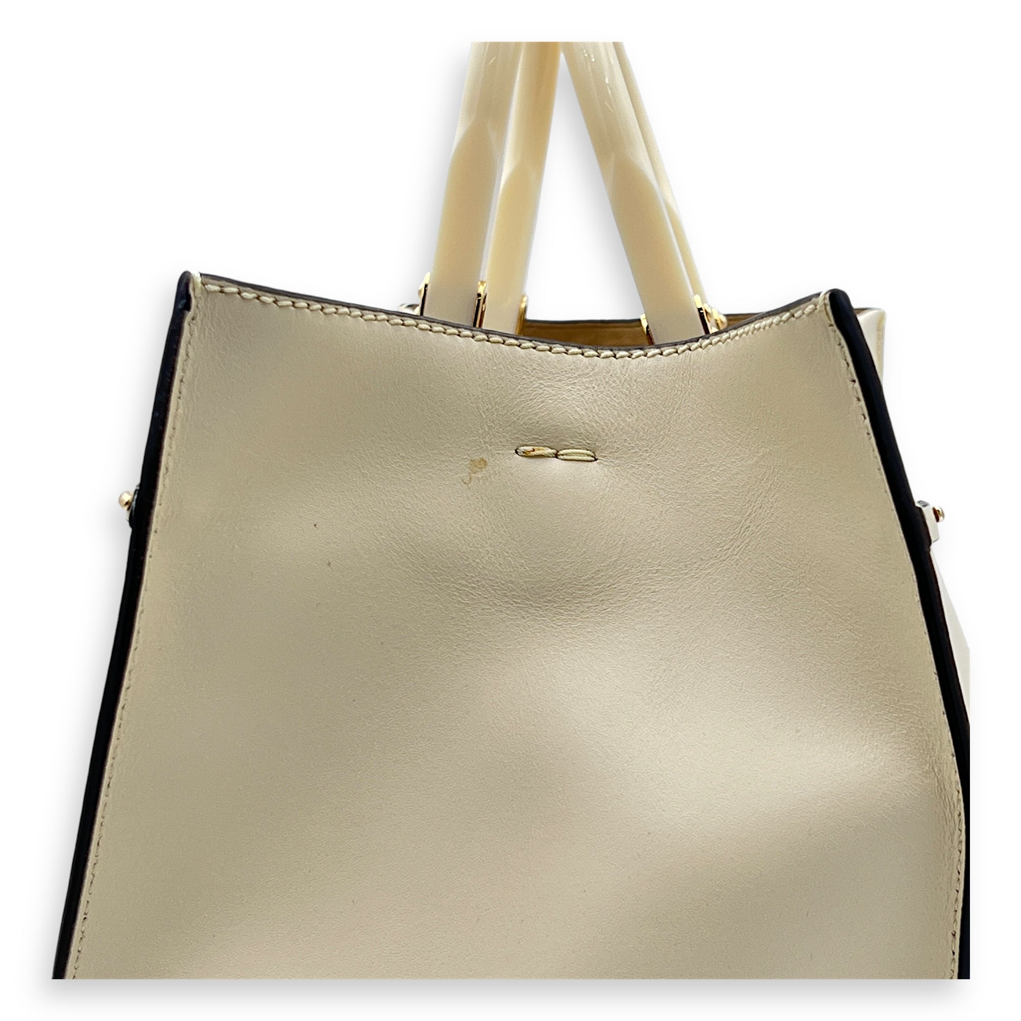 Sunshine Top Handle Bag Beige in Calfskin, Gold hardware - Image 11