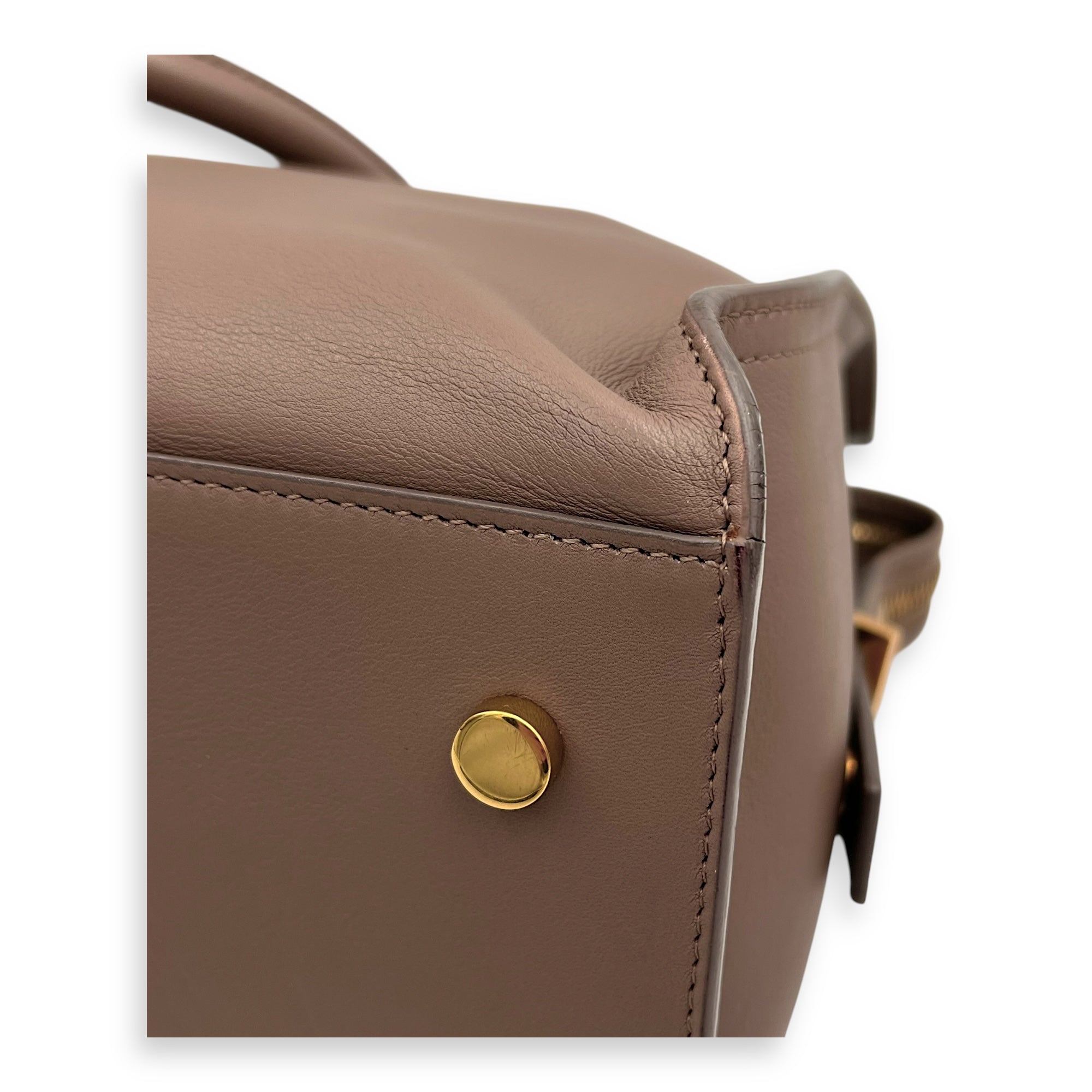 Cabas Top Handle Bag Beige in Calfskin, Gold hardware - Image 9