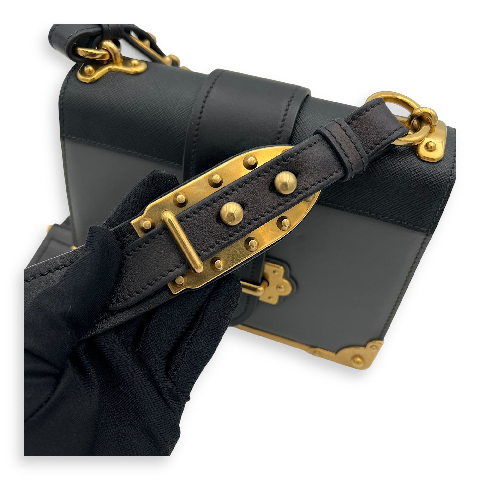 Cahier Crossbody Bag Grey in Calfskin, Gold hardware - Image 8