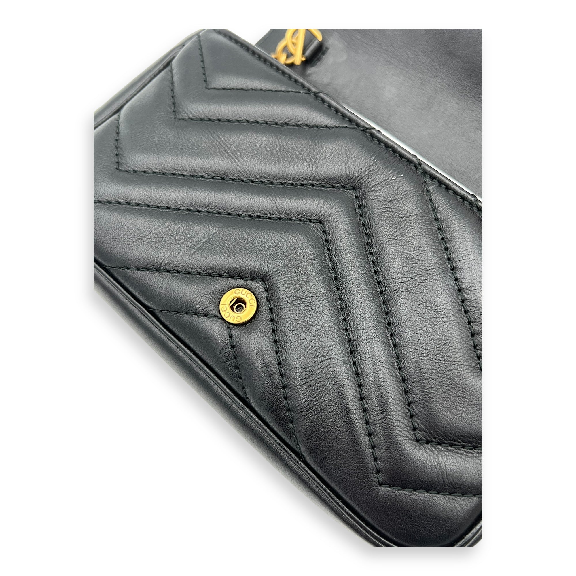 GG Marmont Crossbody Bag Black in Calfskin, Gold hardware - Image 9