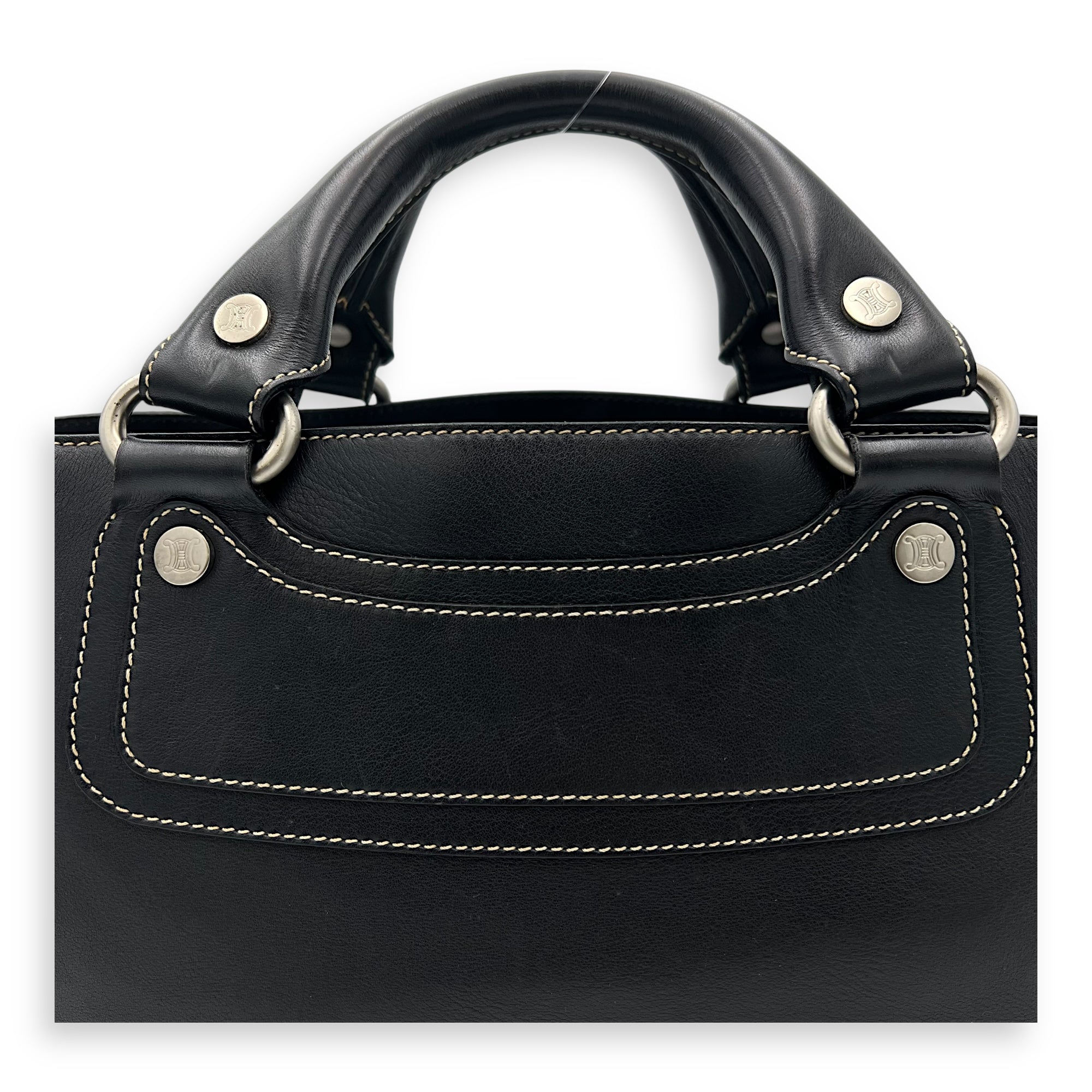 Boogie Black Top Handle Bag in Calfskin, Silver hardware - Image 8