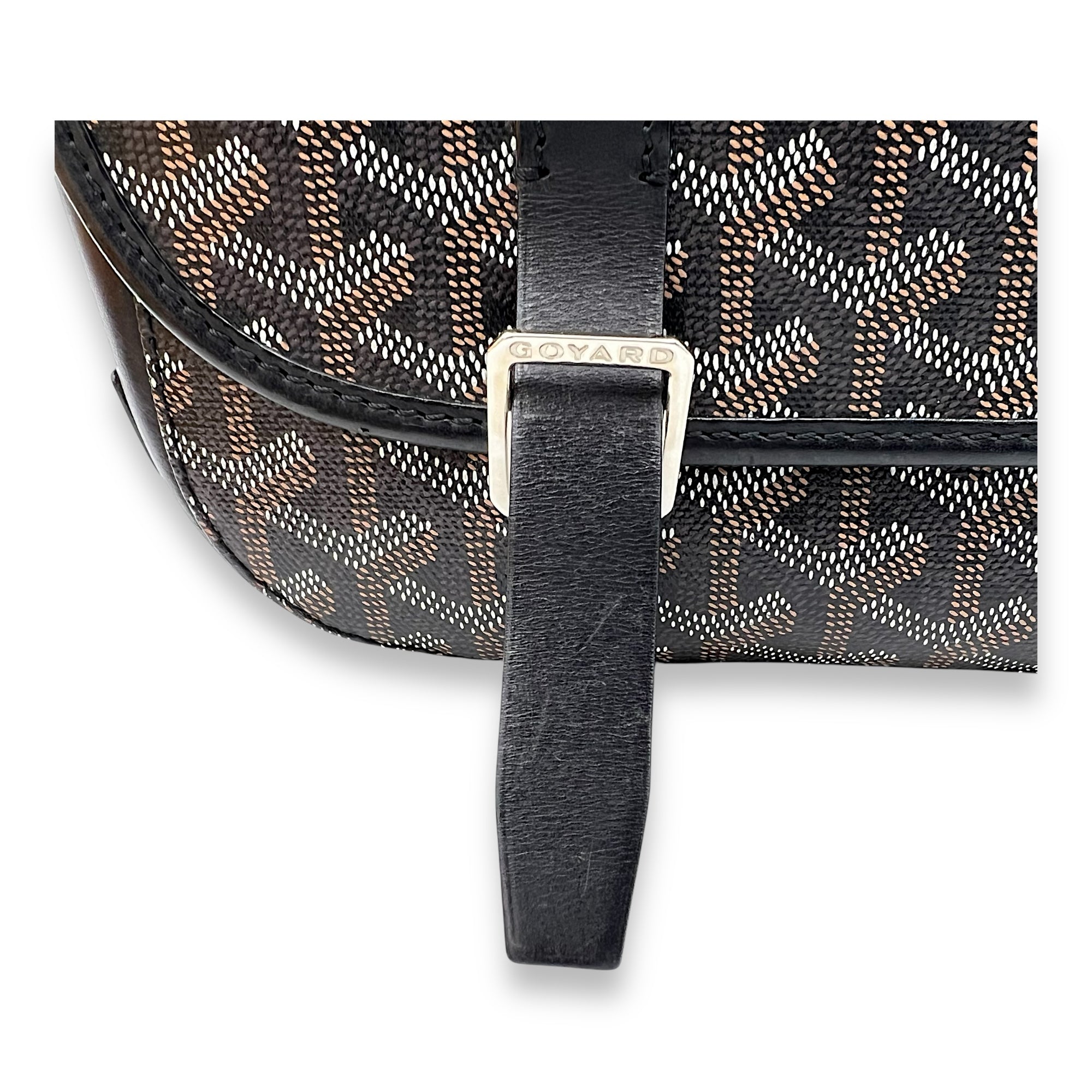 Belvedere Messenger MM Black in Coated Canvas, Silver hardware - Image 11