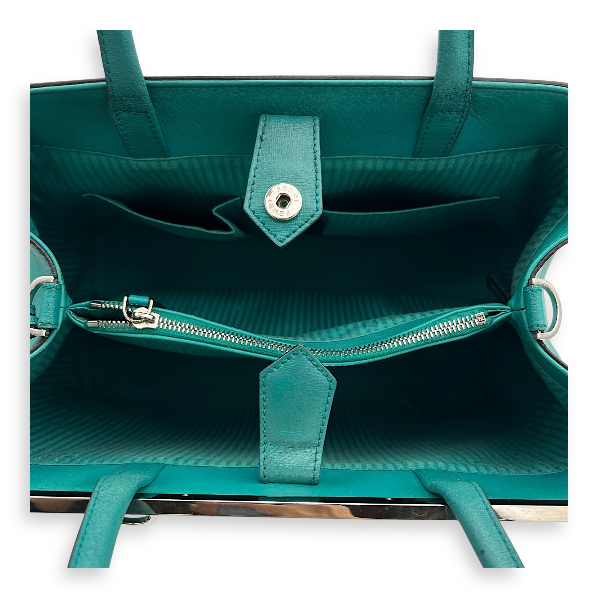 2 jours Top Handle Bag Medium Blue in Calfskin, Silver hardware - Image 7