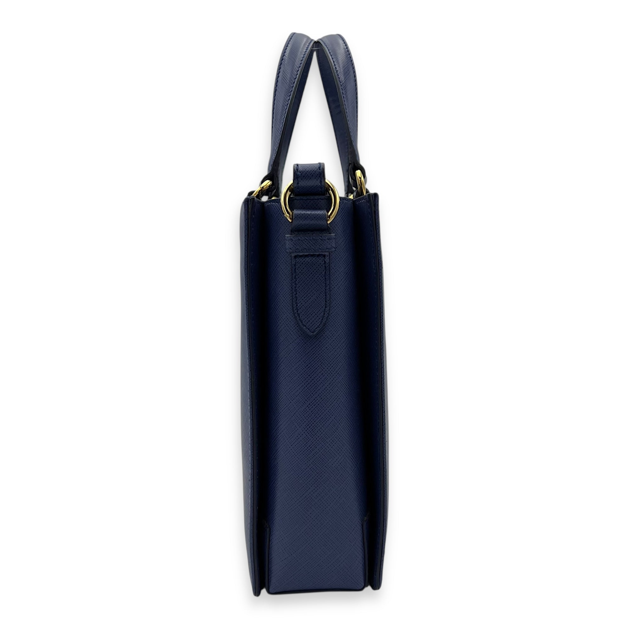 Tracy Crossbody Bag Small Blue in Saffiano Leather, Gold hardware - Image 4