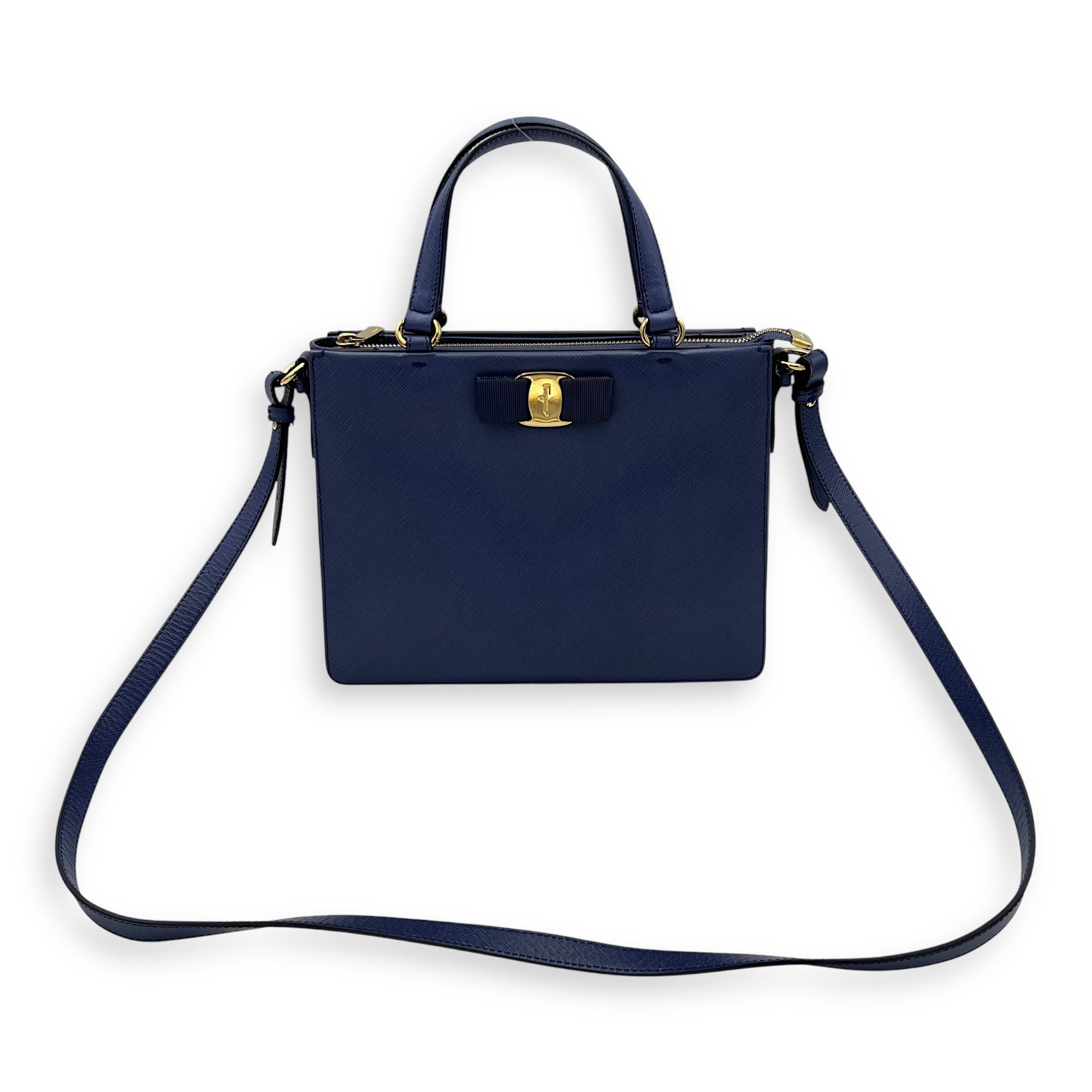 Tracy Crossbody Bag Small Blue in Saffiano Leather, Gold hardware - Image 11