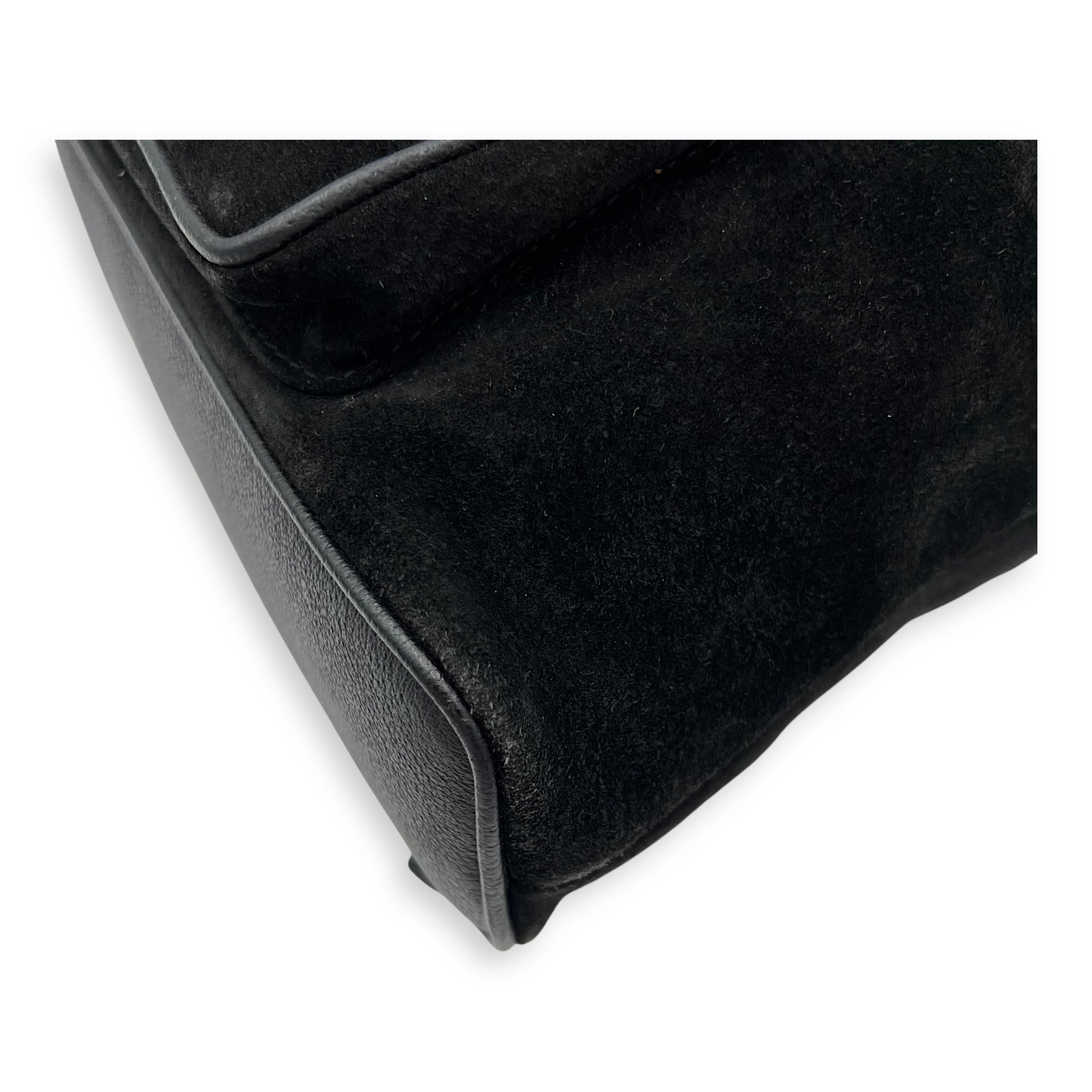 Bamboo Backpack Black in Suede Leather, Gold hardware - Image 9