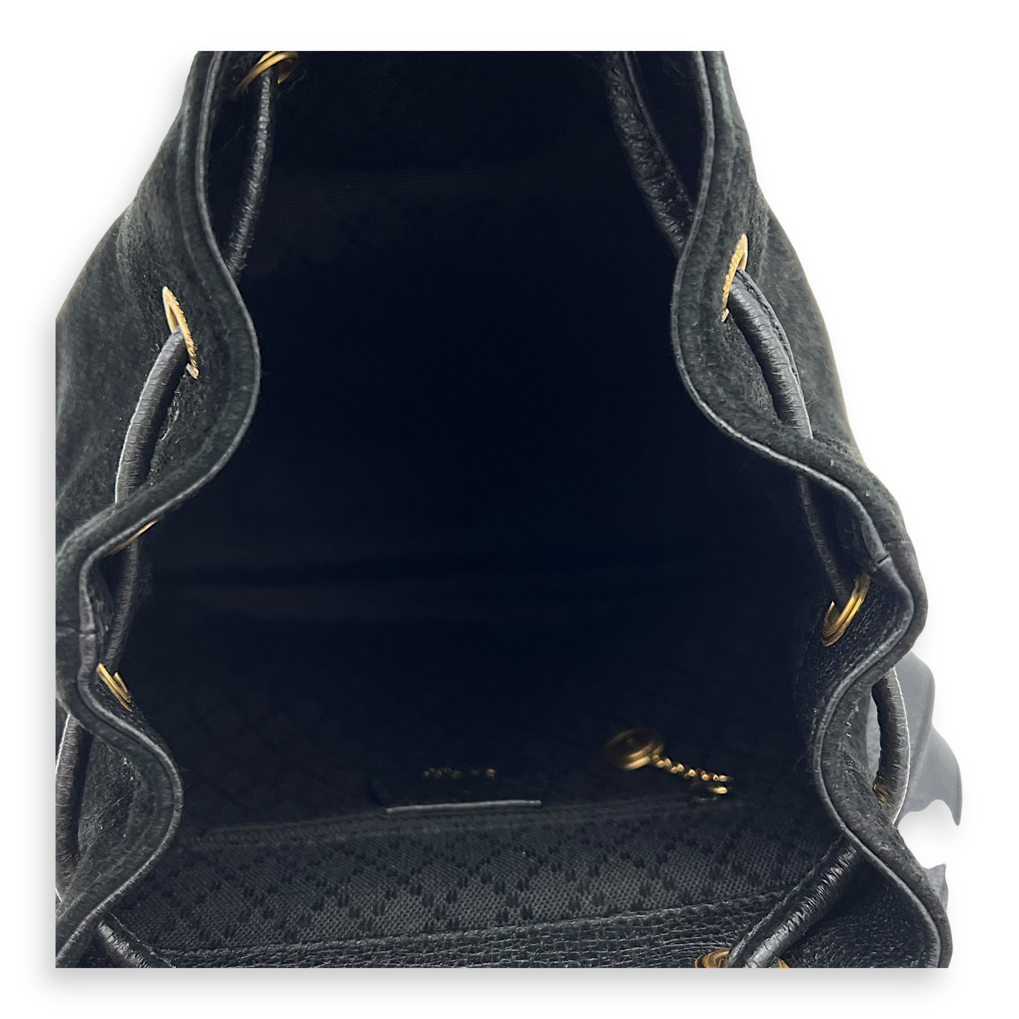Bamboo Backpack Black in Suede Leather, Gold hardware - Image 7