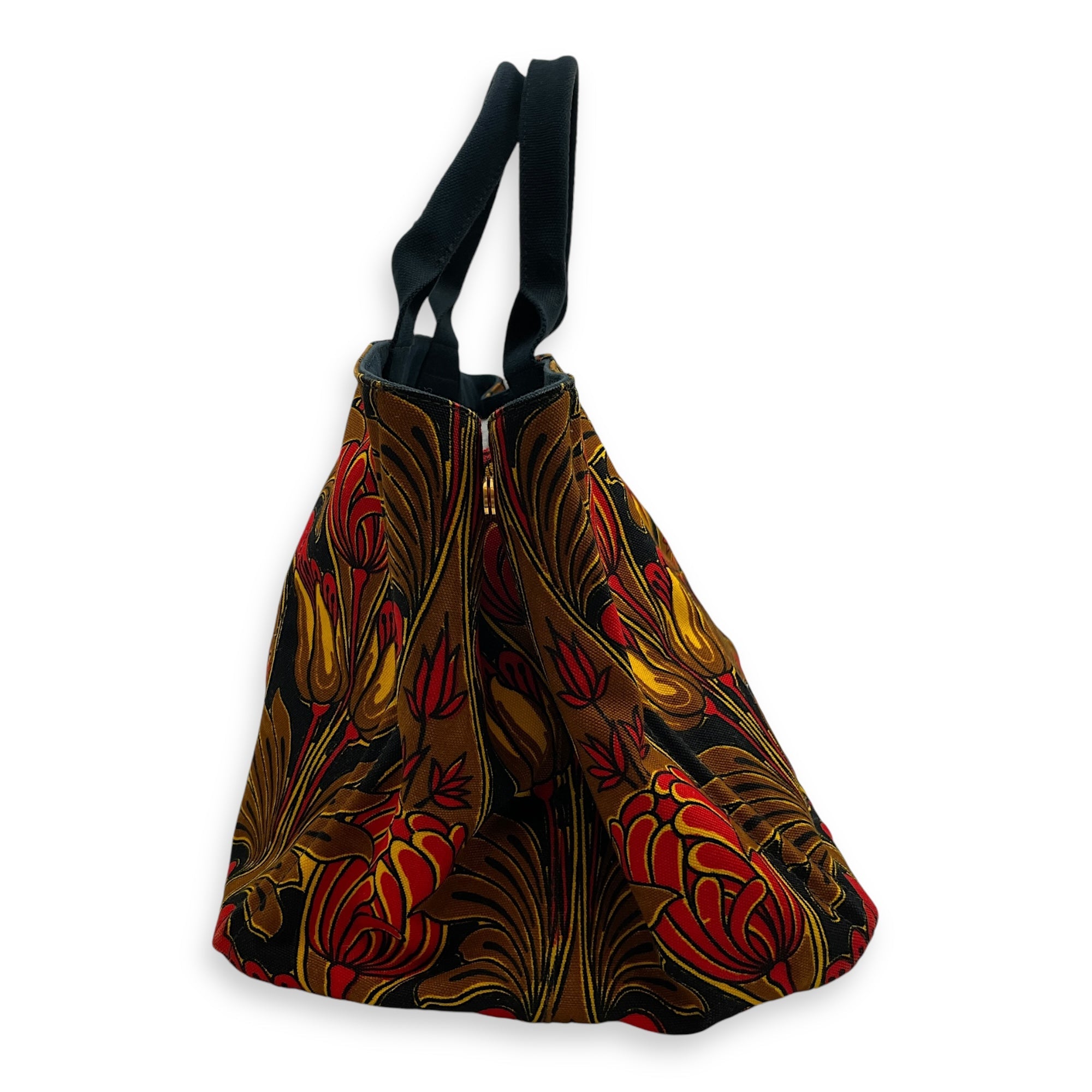Canapa Top Handle 40x24x25 Black, orange, yellow, brown Top Handle Bag in Cotton Canvas, Gold hardware - Image 4