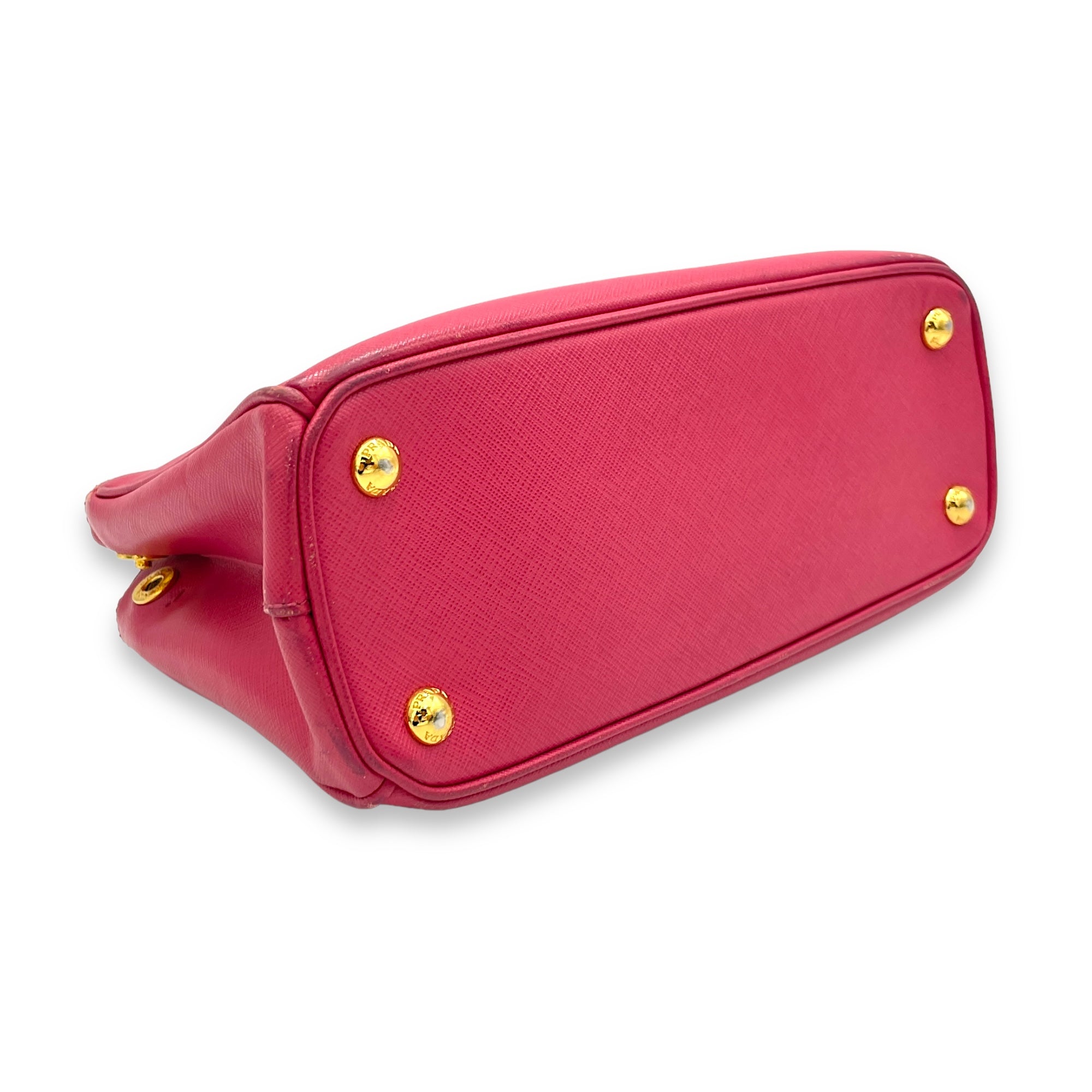 Galleria Small Pink Top Handle Bag in Saffiano Leather, Gold hardware - Image 6