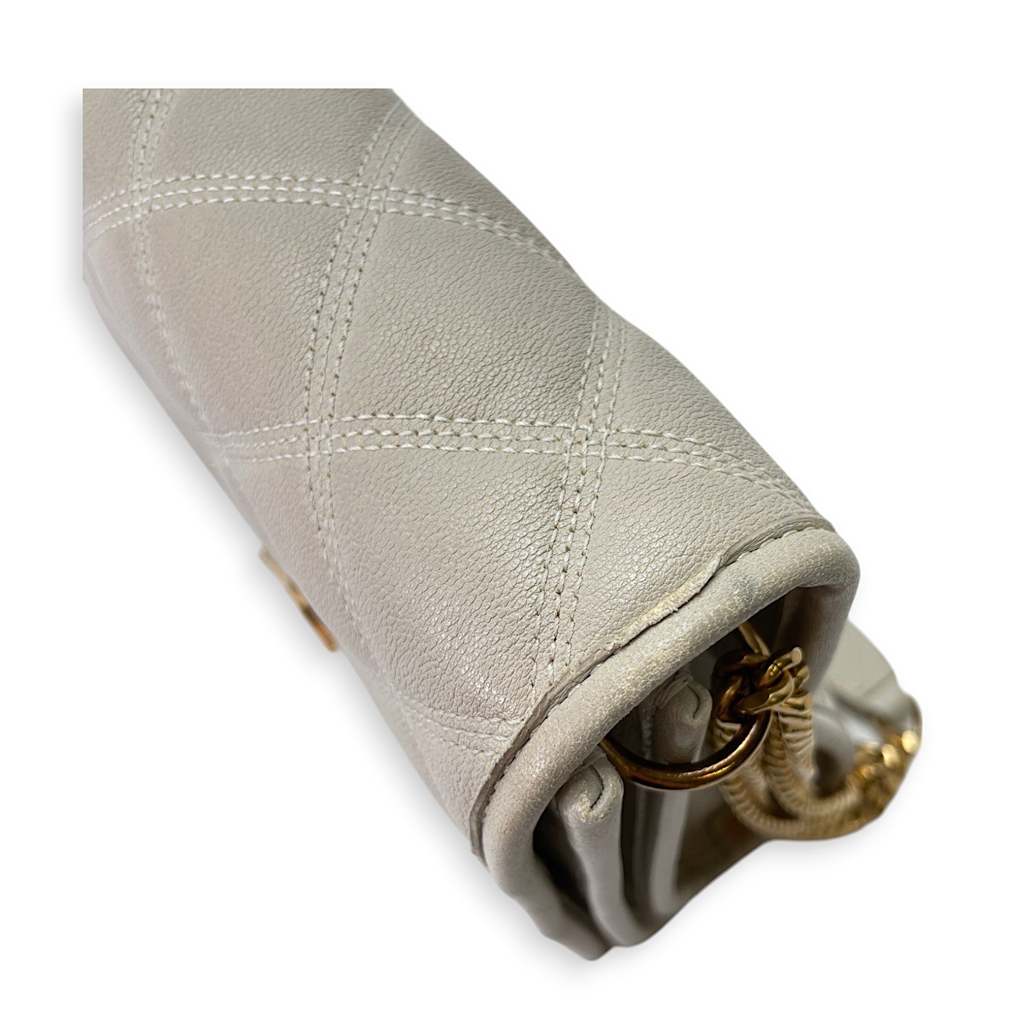 Becky Cream Shoulder Bag in Calfskin, Gold hardware - Image 12